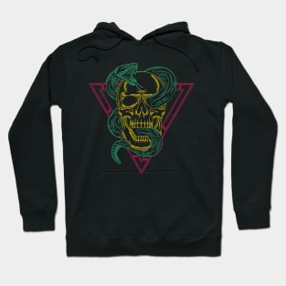 Retro 80s Style Neon Skull Snake Hoodie